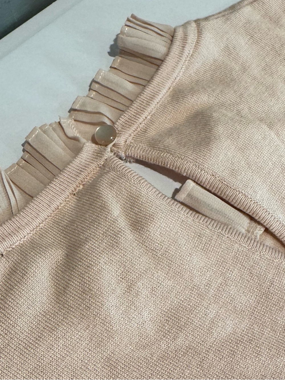 Adrianna Papell Blush Pleated Sleeve Ruffle Neck Sweater – Medium - Picture 3 of 13